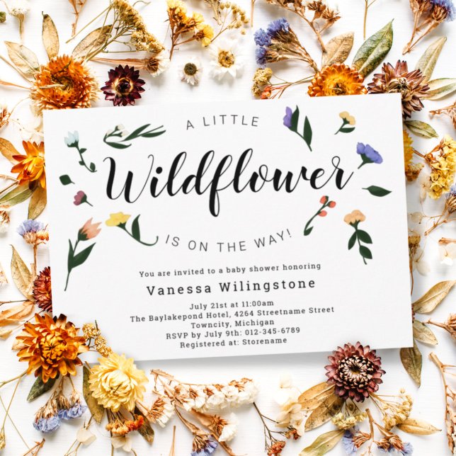 Little Wildflower on the Way Floral Baby Shower Invitation (Creator Uploaded)