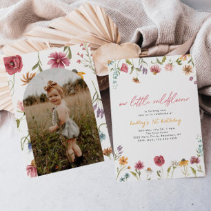 Little Wildflower Photo Birthday Invitation