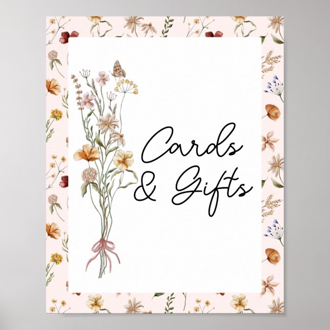Little Wildflower Pink Baby Shower Cards and Gifts Poster (Front)