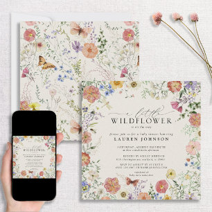 Little Wildflower Pressed Flowers Baby Shower Invitation