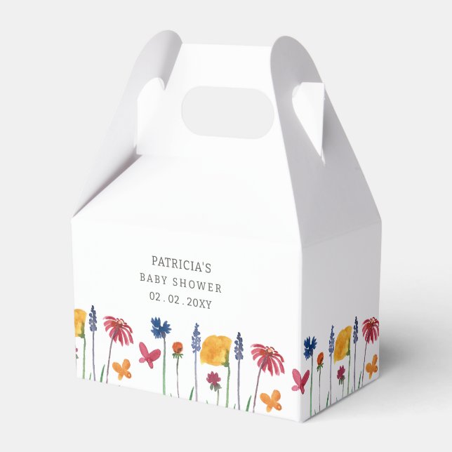 Little Wildflower Pretty Baby Girl Baby Shower Favour Box (Front Side)