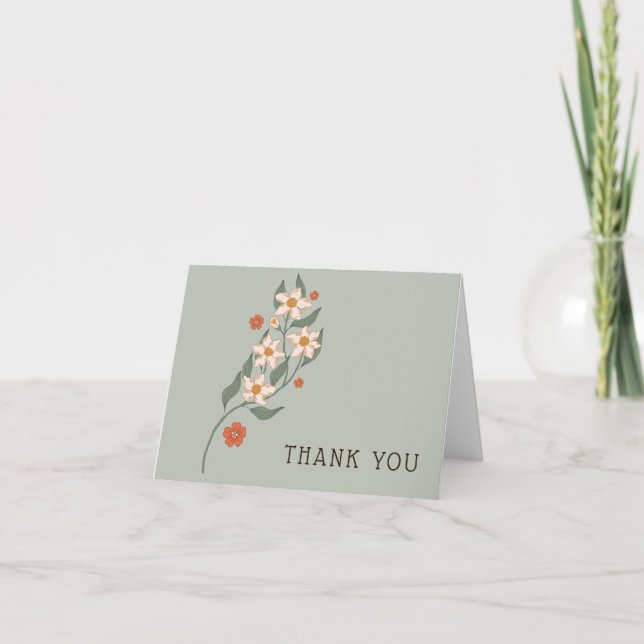 Little Wildflower Rustic Boho Baby Shower  Thank You Card (Front)