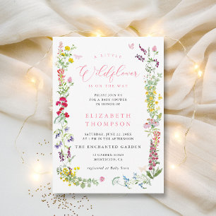 Little Wildflower Soft Floral Girl Baby Shower Invitation