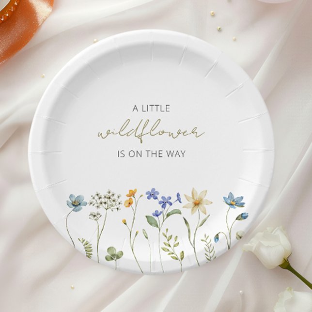 Little Wildflower Spring Floral Baby Shower Paper Plate (Creator Uploaded)