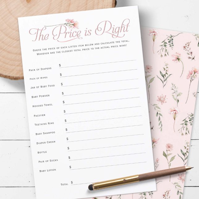 little wildflower the price is right shower game (Pink Wildflower, The price is right baby girl shower games)
