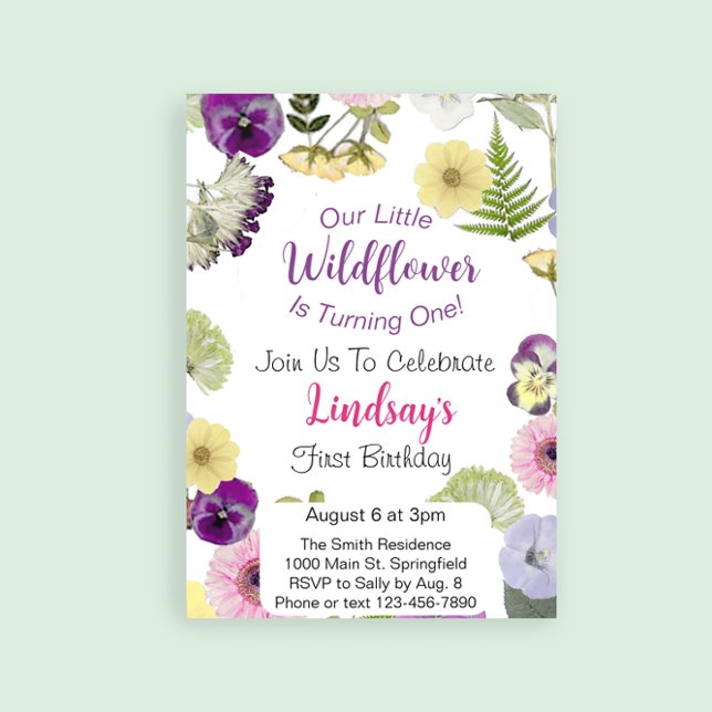 Little Wildflower Themed Birthday Invitation (Creator Uploaded)