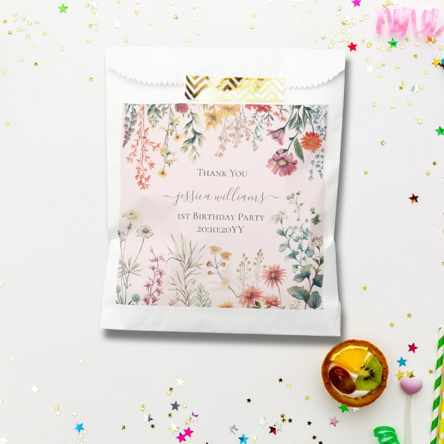 Little Wildflower Turning One Pretty 1st Birthday  Favour Bag (Creator Uploaded)