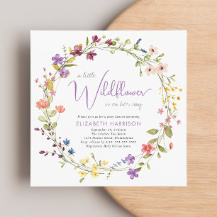 Little Wildflower Watercolor Baby Girl Shower Invitation