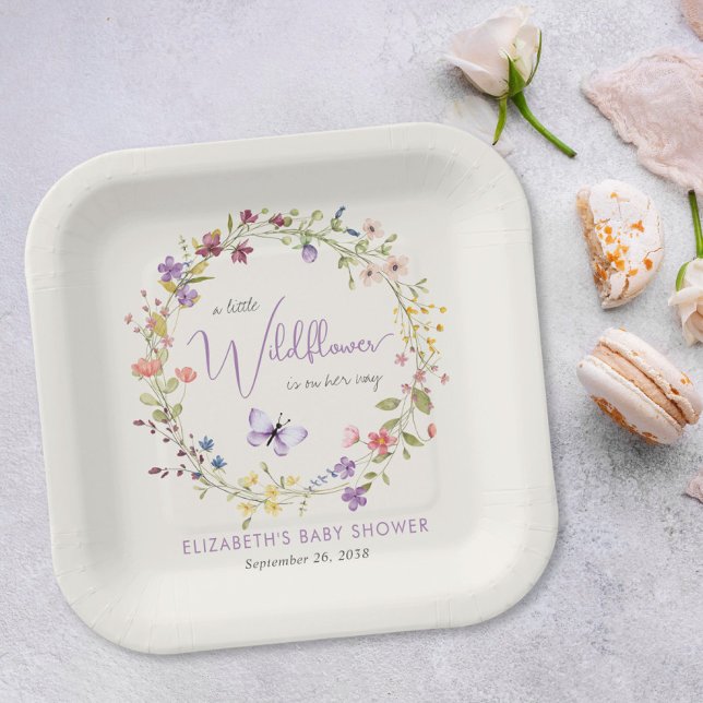 Little Wildflower Watercolor Baby Girl Shower Paper Plate (Creator Uploaded)