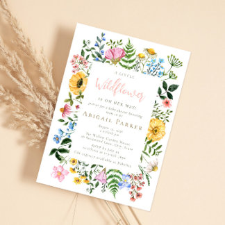 Little Wildflower Watercolor Baby Shower Invitation