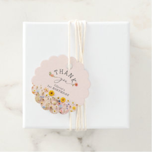 Little Wildflower Wild One Birthday Thank You Favour Tags