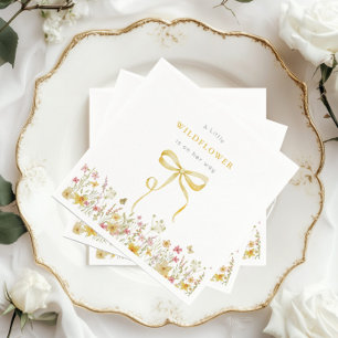 Little wildflower yellow bow Meadow Baby shower Napkin