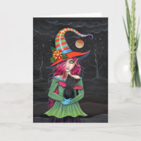 'Little Wings' Halloween Witch Cat Card
