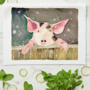 Little Winter Pig Kitchen Towel