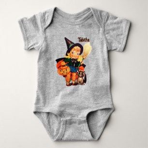 Little Witch Add Name Cute Halloween Baby Bodysuit