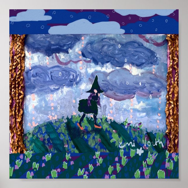 Little witch and rain poster (Front)