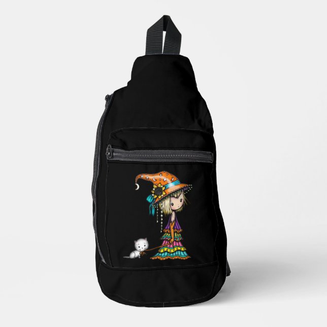Little Witch and White Cat Print Cut Sew Bag (Front)