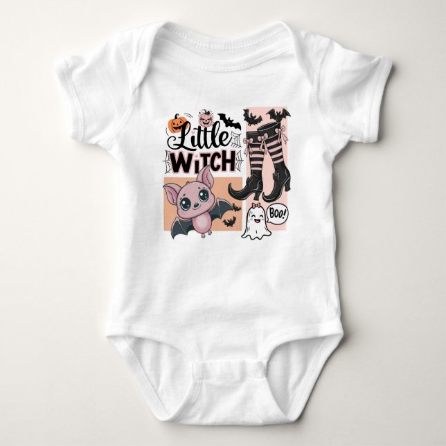 Little Witch Baby Halloween Baby Bodysuit (Front)