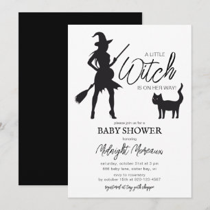 Little Witch Black Cat Halloween Baby Shower Invit Invitation