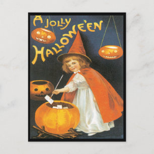 Little Witch Boiling Trouble Vintage Postcard