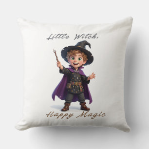 Little Witch Boy Big Magic Cute Halloween Cushion
