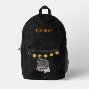 Little Witch Cat Printed Backpack