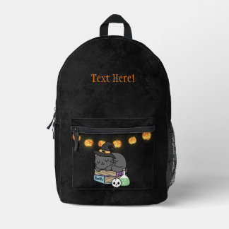 Little Witch Cat Printed Backpack