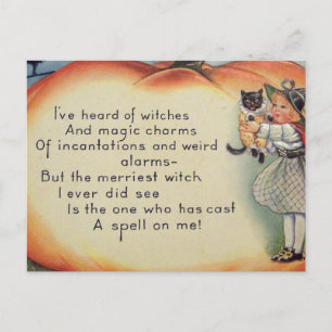 Little Witch & Cat (Vintage Halloween Card) Postcard