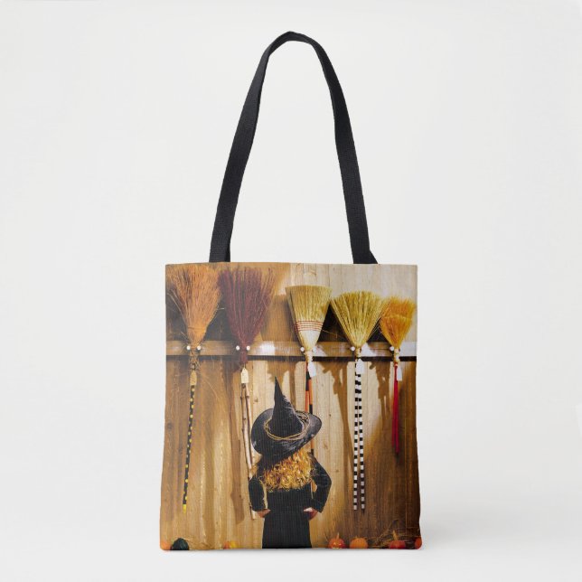 Little Witch Choosing A Broom Tote Bag (Front)