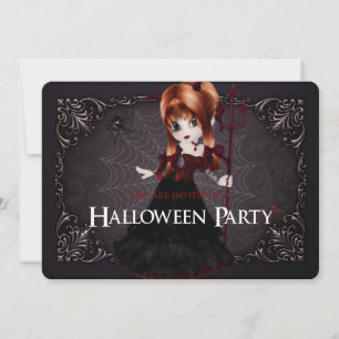 Little Witch Fantasy Halloween Party Invite 3