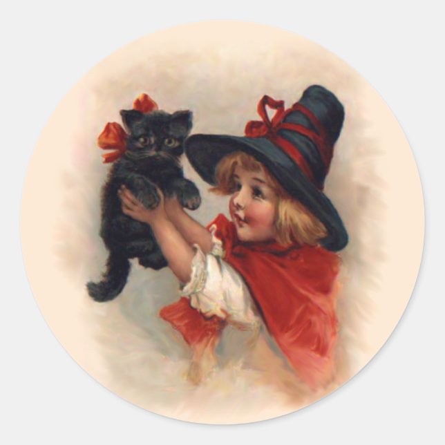 Little Witch Girl Classic Round Sticker (Front)