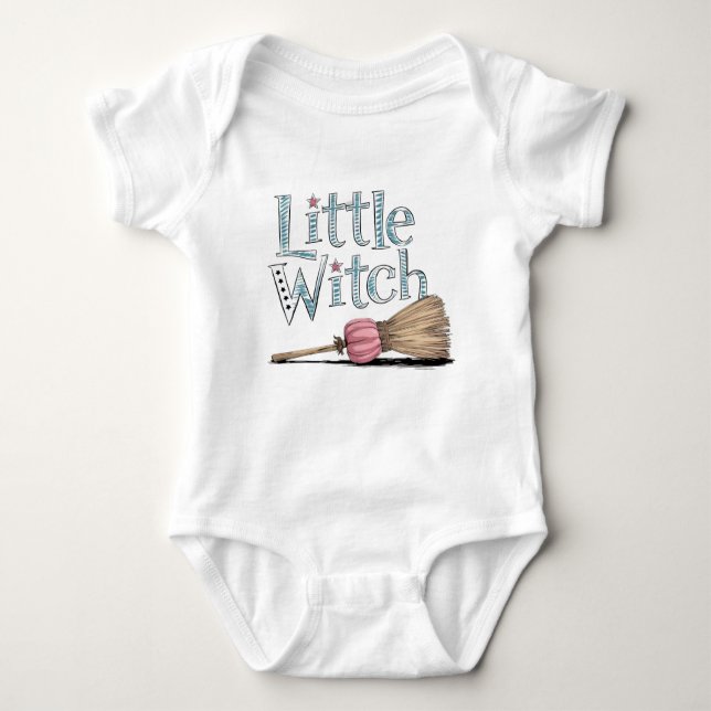 Little Witch Groovy Halloween Baby Bodysuit (Front)