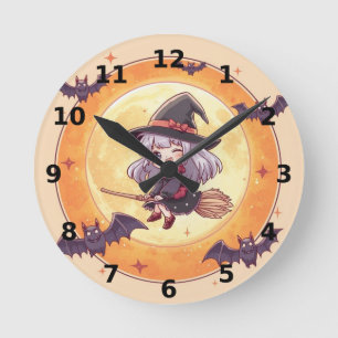 Little Witch Halloween Wall Clock