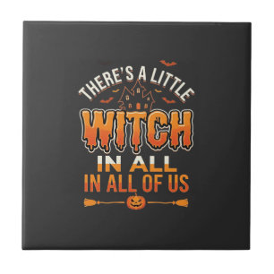 Little Witch Halloween Witch Typography Design_1 Ceramic Tile