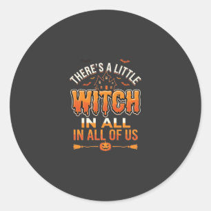 Little Witch Halloween Witch Typography Design_1 Classic Round Sticker