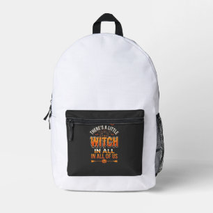 Little Witch Halloween Witch Typography Design_1 Printed Backpack
