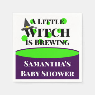 Little Witch is Brewing Halloween Baby Shower Napkin