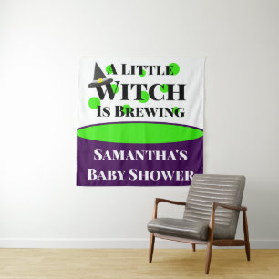 Little Witch is Brewing Halloween Baby Shower Tapestry
