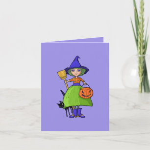 Little Witch purple Halloween Note Card