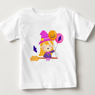 Little Witch with Balloons Baby T-Shirt
