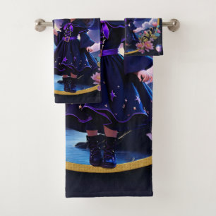 Little witch with big, sparkling eyes. bath towel set