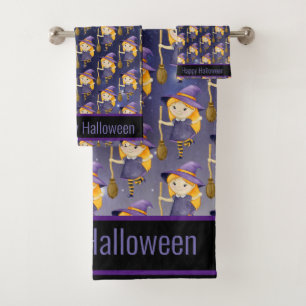 Little Witches Party Night Pattern Bath Towel Set