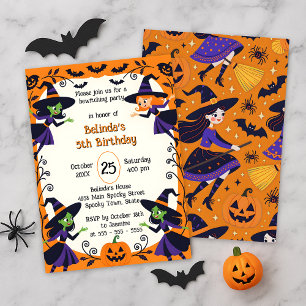 Little Witches Spooky Halloween Birthday Bash Invitation