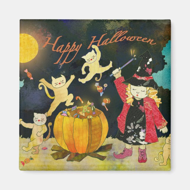 Little Witch's Magic Cauldron: Halloween Magnet (Front)