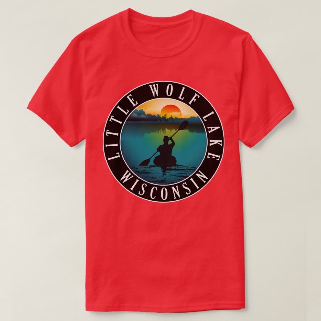 Little Wolf Lake Wisconsin Kayaking T-Shirt (Design Front)