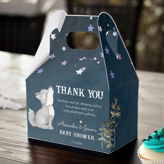 Little wolf themed baby shower favours favour box (Little wolf themed baby shower favors personalized favor box cute howling wolf cub new pack memeber)