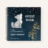 Little wolf themed baby shower guest book