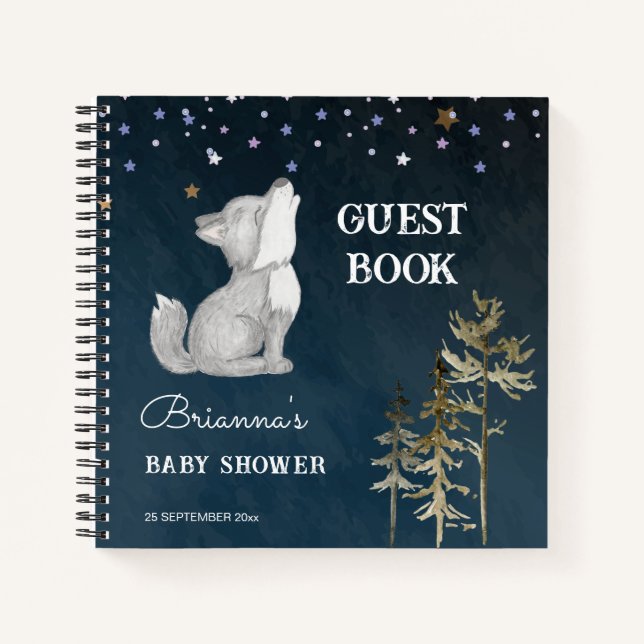 Little wolf themed baby shower guest book (Front)
