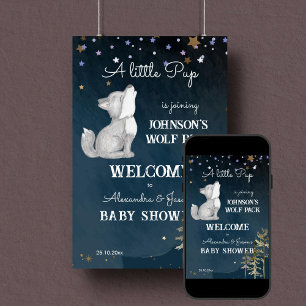 Little wolf themed baby shower welcome sign