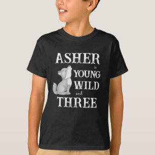 Little wolf young wild and three personalised T-Shirt